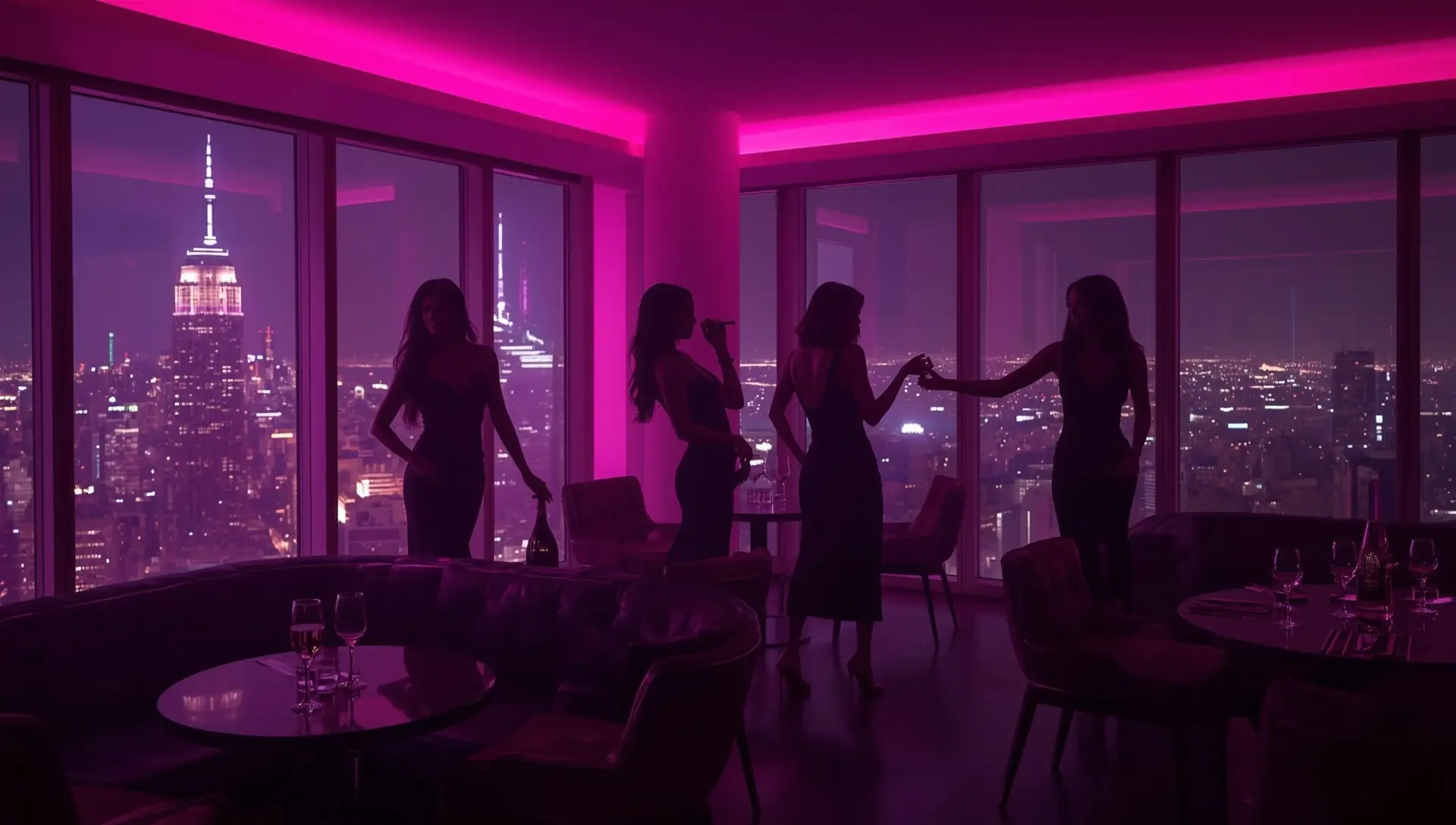 Bachelor party girls in penthouse suite
